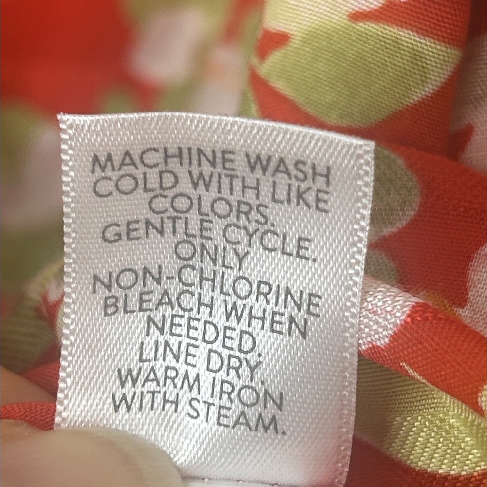 J. JILL Floral Short Sleeve True Wrap Dress in Papaya Red Rayon Size Large - Picture 12 of 16